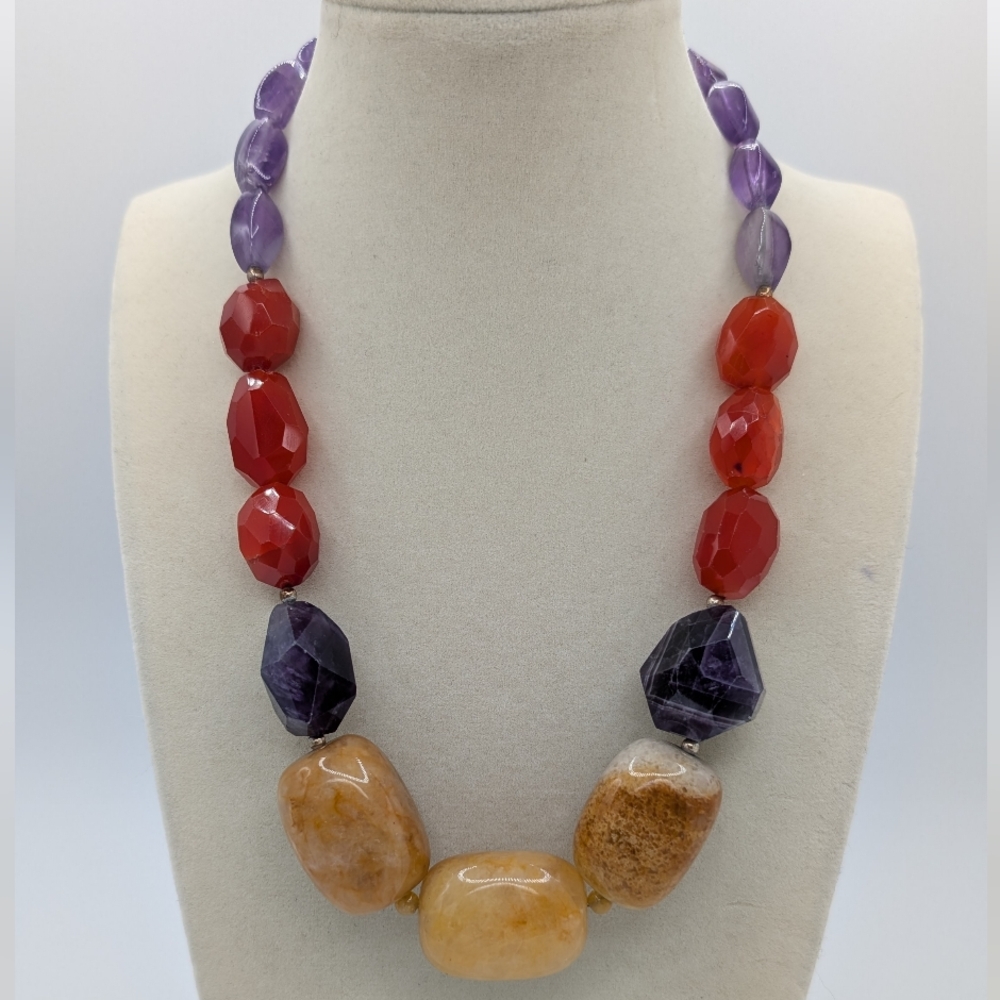 Barse Mixed Gemstone Chunky Statement Necklace - image 1